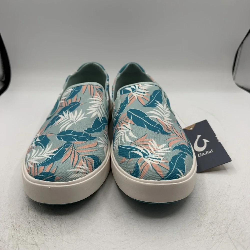 Olukai Lae'Ahi Pa'i Shoes Mens 10.5 Swell Blue Aloha Slip On Sneakers Tropical